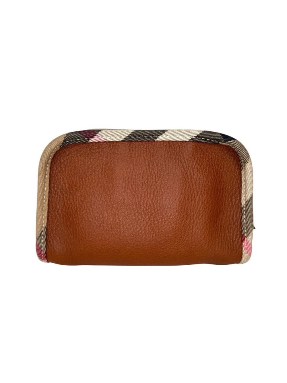 Authentic Burberry House Check & Tan Leather Cosmetic Pouch - Picture 3 of 14